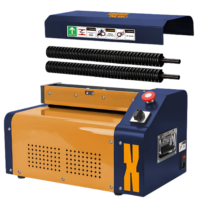 Vue éclatée du Shreddy One montrant la mécanique interne et les engrenages protégés